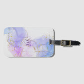 Roze, paarse en blauwe Alcohol Inkt Bagagelabel (Voorkant (horizontaal))