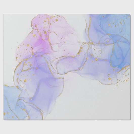 Roze, paarse en blauwe Alcohol Inkt Cadeaupapier (Vlak)