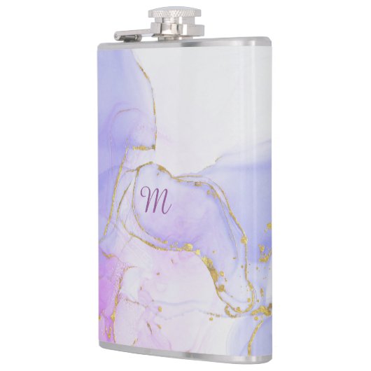 Roze, paarse en blauwe Alcohol Inkt Heupfles (Links)