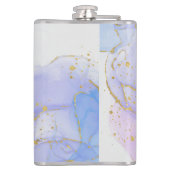 Roze, paarse en blauwe Alcohol Inkt Heupfles (Achterkant)