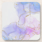 Roze, Paarse en blauwe alcoholinkt Bier Onderzetter (Voorkant)