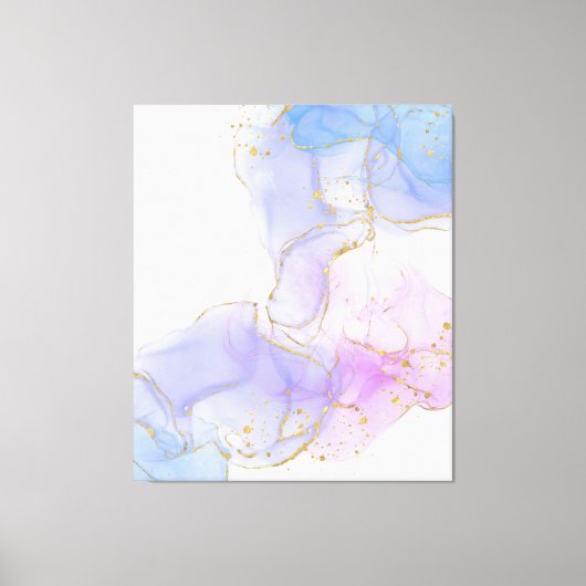 Roze, Paarse en blauwe alcoholinkt Canvas Afdruk (Voorkant)