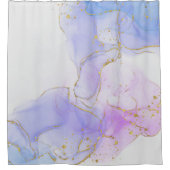 Roze, Paarse en blauwe alcoholinkt Douchegordijn (Voorkant)