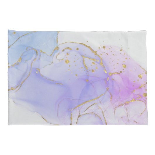 Roze, Paarse en blauwe alcoholinkt Kussensloop (Achterkant-Rechts)