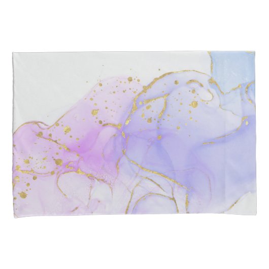 Roze, Paarse en blauwe alcoholinkt Kussensloop (Voorkant-Rechts)