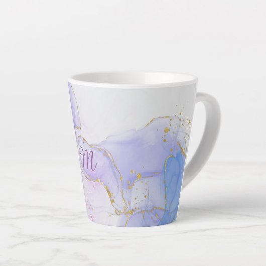 Roze, Paarse en blauwe alcoholinkt Latte Mok (Rechterhoek)