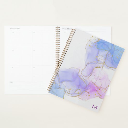 Roze, Paarse en blauwe alcoholinkt Planner (Display)
