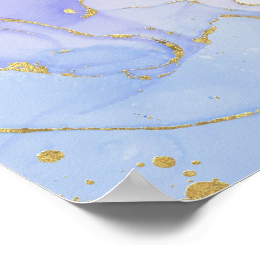 Roze, Paarse en blauwe alcoholinkt Poster (Hoek)