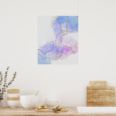 Roze, Paarse en blauwe alcoholinkt Poster (Keuken)