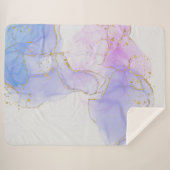 Roze, Paarse en blauwe alcoholinkt Sherpa Deken (Voorkant (horizontaal))