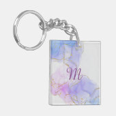 Roze, Paarse en blauwe alcoholinkt Sleutelhanger (Voorkant Links)