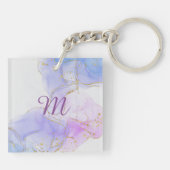 Roze, Paarse en blauwe alcoholinkt Sleutelhanger (Achterkant)