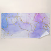 Roze, Paarse en blauwe alcoholinkt Strandlaken (Voorkant)