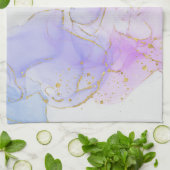 Roze, Paarse en blauwe alcoholinkt Theedoek (Gevouwen)