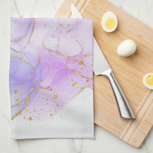 Roze, Paarse en blauwe alcoholinkt Theedoek (Quarter Fold)