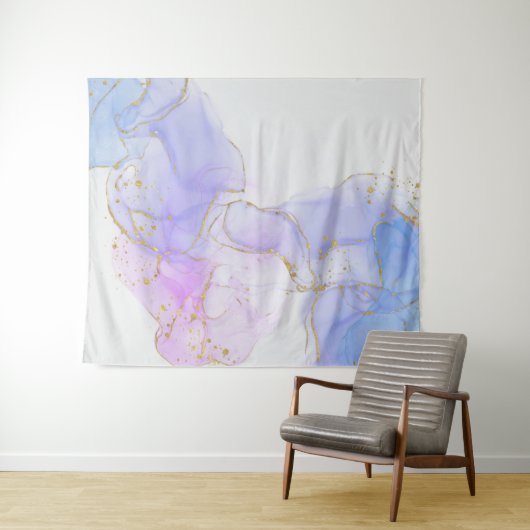 Roze, Paarse en blauwe alcoholinkt Wandkleed (In Situ (horizontaal))