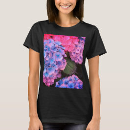 Roze, paarse en blauwe bloemen t-shirt