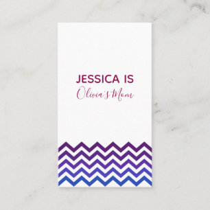 Roze, paarse en blauwe Chevron-accent Moederkaart Contactkaartje