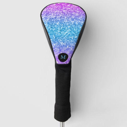 Roze, paarse en blauwe glitter textuur verloop golfheadcover (Voorkant)