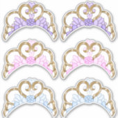 Roze, Paarse en Blauwe, Gouden Tiara Sticker Blad (Voorkant)