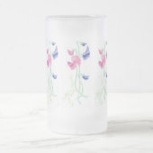 Roze, Paarse en blauwe handbeschilderde suikererwt Matglas Bierpul (Center)