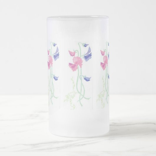 Roze, Paarse en blauwe handbeschilderde suikererwt Matglas Bierpul (Center)