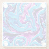 Roze, Paarse en Blauwe Marmering Effect Fluid Art Glazen Onderzetter (Achterkant)