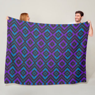 Roze Paarse en Blauwe Pixel Geometrisch Patroon De Fleece Deken