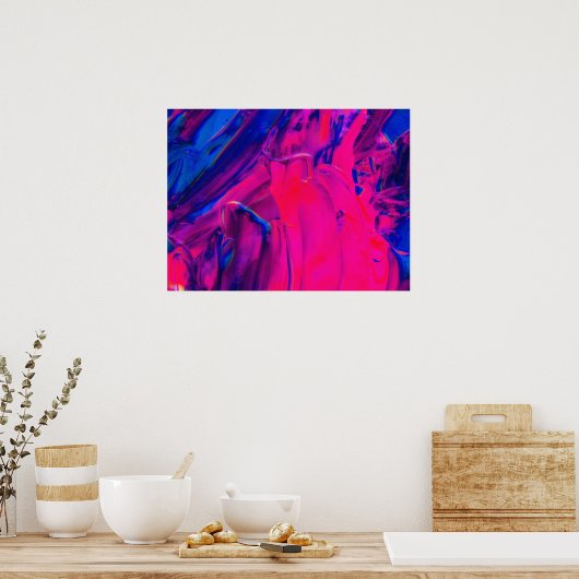 Roze, Paarse en blauwe schilderijen Abstracte kuns Poster (Keuken)