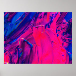 Roze, Paarse en blauwe schilderijen Abstracte kuns Poster