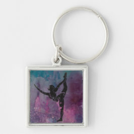 Roze, Paarse en blauwe Sleutelhanger Yoga Girl