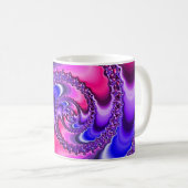 Roze Paarse en Blauwe Spiral Fractal Art Koffiemok (Voorkant rechts)