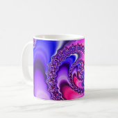 Roze Paarse en Blauwe Spiral Fractal Art Koffiemok (Voorkant links)
