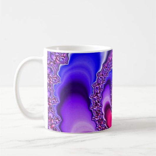 Roze Paarse en Blauwe Spiral Fractal Art Koffiemok (Links)