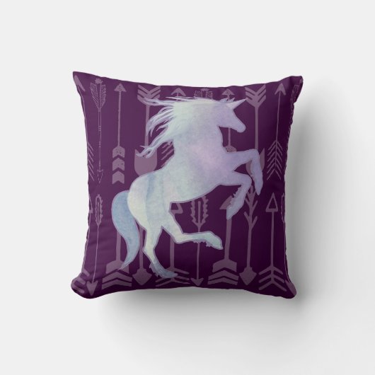 Roze Paarse en Blauwe Unicorn & Arrow Patroon Kussen (Voorkant)