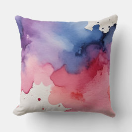 Roze paarse en blauwe waterverf abstract kussen