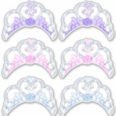 Roze, Paarse en Blauwe, Zilveren Tiara Sticker Bla (Voorkant)