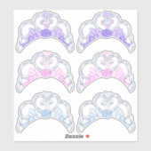 Roze, Paarse en Blauwe, Zilveren Tiara Sticker Bla (Vel)