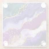 Roze, Paarse en Blauwgroen glitter Peacock Agate Glazen Onderzetter (Achterkant)