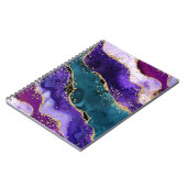 Roze, Paarse en Blauwgroen glitter Peacock Agate Notitieboek (Linkerzijde)
