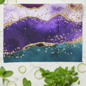 Roze, Paarse en Blauwgroen glitter Peacock Agate Theedoek (Gevouwen)