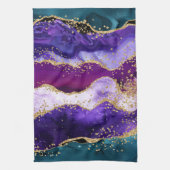 Roze, Paarse en Blauwgroen glitter Peacock Agate Theedoek (Verticaal)