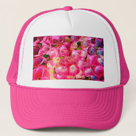 Roze, paarse en crèmebloemen trucker pet