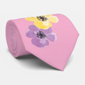 Roze Paarse en Gele Bloem Stropdas (Opgerold)