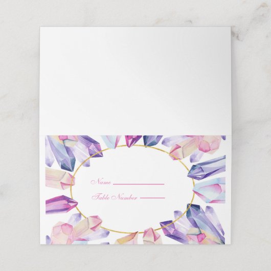 Roze Paarse en gele kristallen Plaatskaartje (Buitenkant ongevouwen)