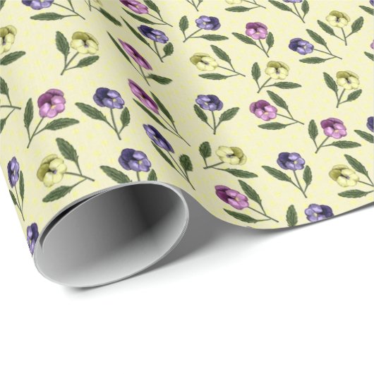  Roze Paarse en Gele Pansies Cadeaupapier (Rol Hoek)