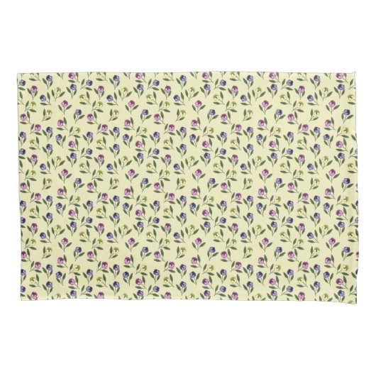 Roze Paarse en Gele Pansies Kussensloop (Voorkant)