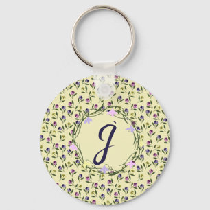 Roze Paarse en Gele Pansies Sleutelhanger