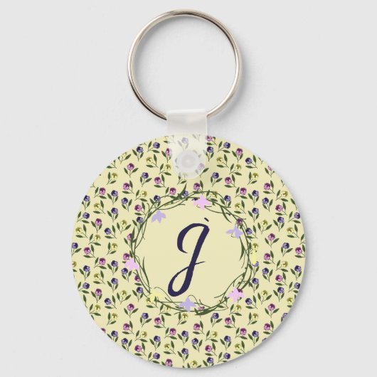  Roze Paarse en Gele Pansies Sleutelhanger (Voorkant)