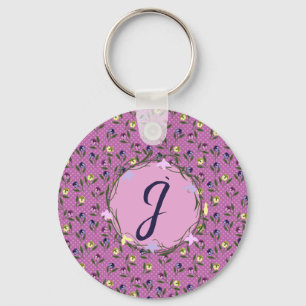 Roze Paarse en Gele Pansies Sleutelhanger